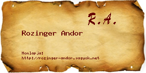 Rozinger Andor névjegykártya